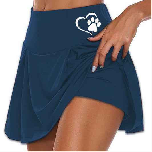 Women's Fashion Solid Color Running Skirt with Double-Layer Tennis Golf Sports Hot Workout Shorts Gym Skirt S-5XL