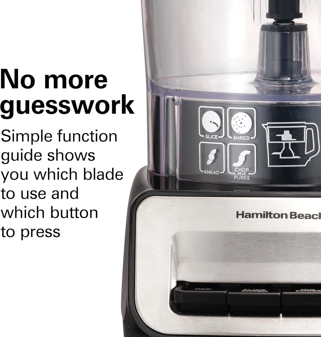 Hamilton Beach Stack & Snap Food Processor and Vegetable Chopper, Stainless Steel Blades, 14 Cup + 4-Cup Mini Bowls, 3-Speed 500 Watt Motor, Black (70585)