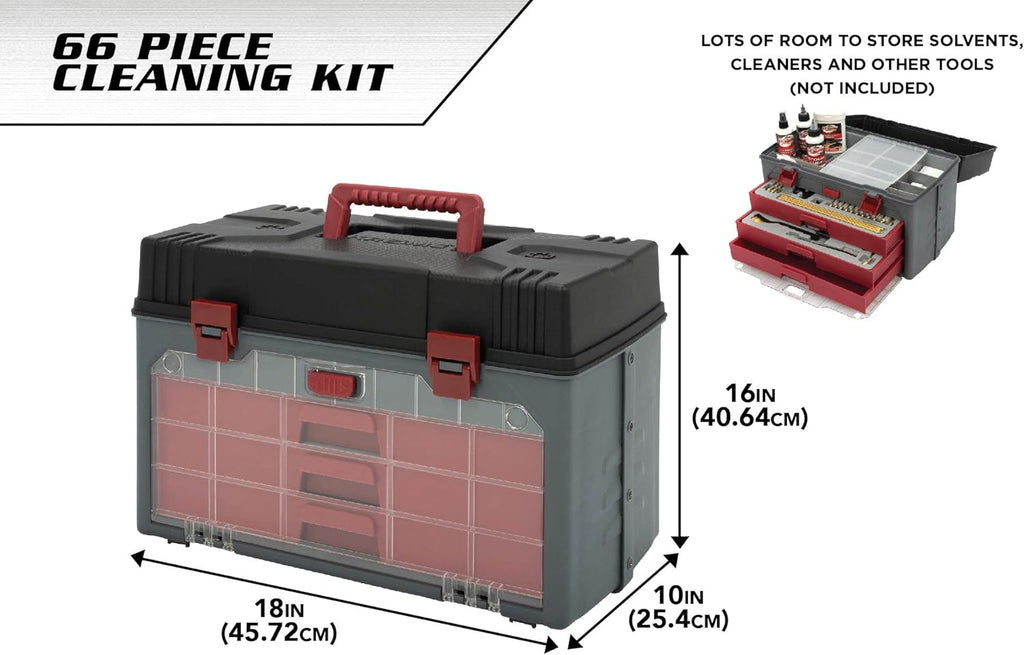 Allen Company Krome Universal Gun Cleaning Kit - Handgun, Rifle, and Shotgun Cleaner - 66-Piece - Gun Accessories for Men and Women,Black/Red