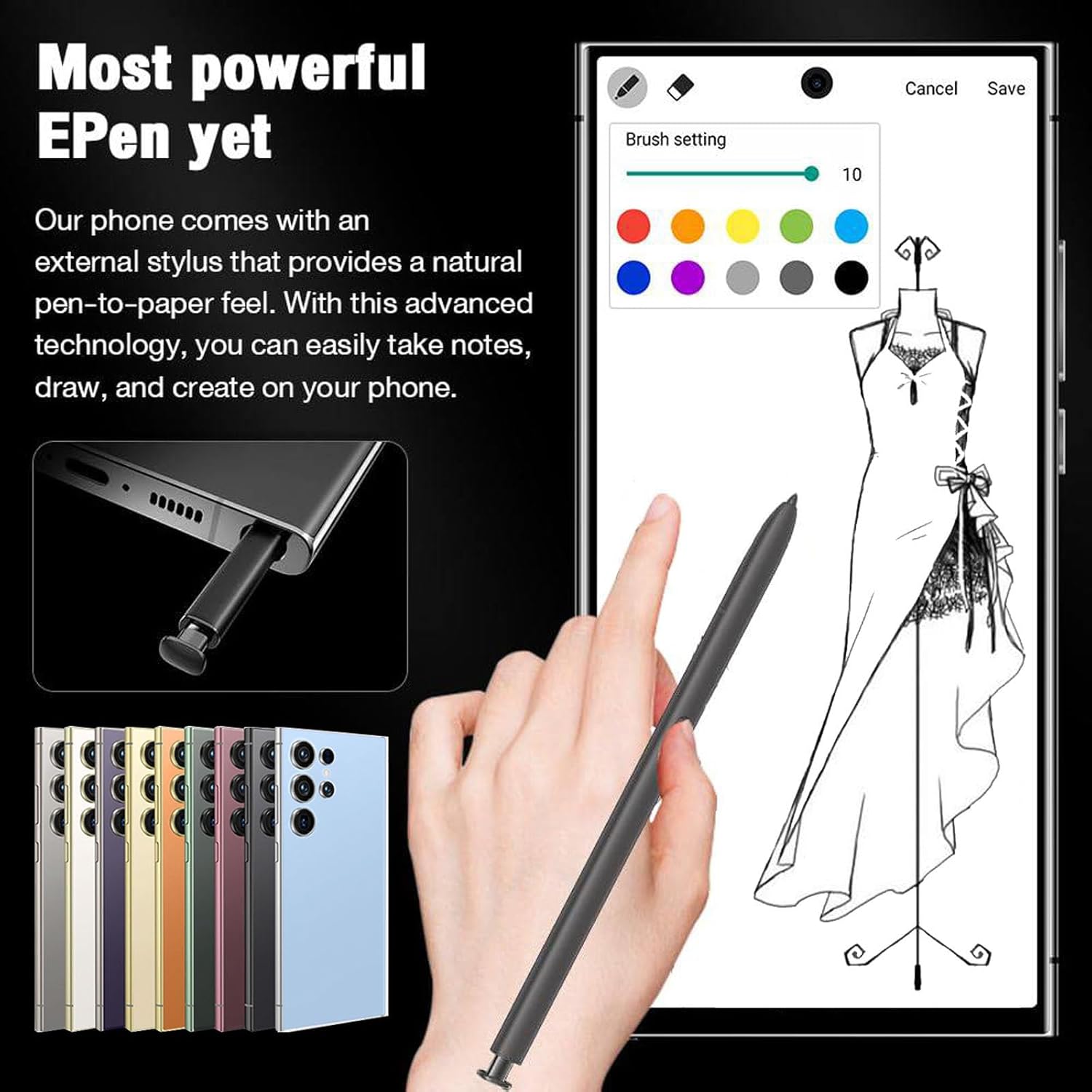 C24 Ultra Unlocked Phones, Android 14.0 Cell Phone, 6800mAh Battery Fast Charging Mobile Phone, 5G Smartphone, 8GB+256GB Dual SIM Dual Standby, Unlocked Phones with Tool Pen (Gold)