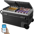VEVOR Car Refrigerator 115L, Dual Zone Portable Freezer with Wheels & Handle, -4℉ to 68℉, 12/24V DC & 100-240V AC Compressor Cooler for Camping, Outdoor, RV