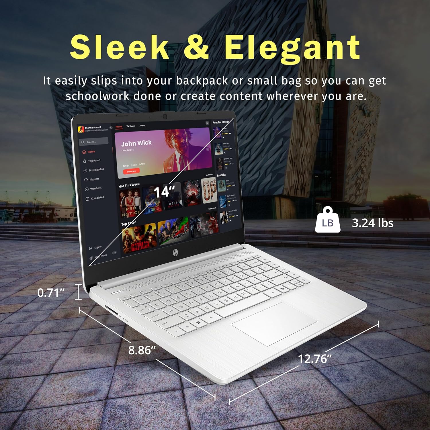 HP Stream 14" HD BrightView Laptop, Intel Celeron N4120, 16GB RAM, 288GB Storage (128GB UFS + 160GB Docking Station Set), Intel UHD Graphics, 720p Webcam, Wi-Fi, 1 Year Office 365, Win 11 S, Silver