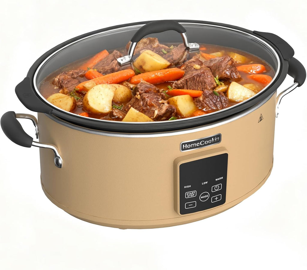 HOMECOOKIN Slow Cooker, Extra Large 10 Quart Programmable Slow Cookers, Dishwasher Safe Glass Lid & Crock, Kitchen Appliance for Families and Gatherings, Brown