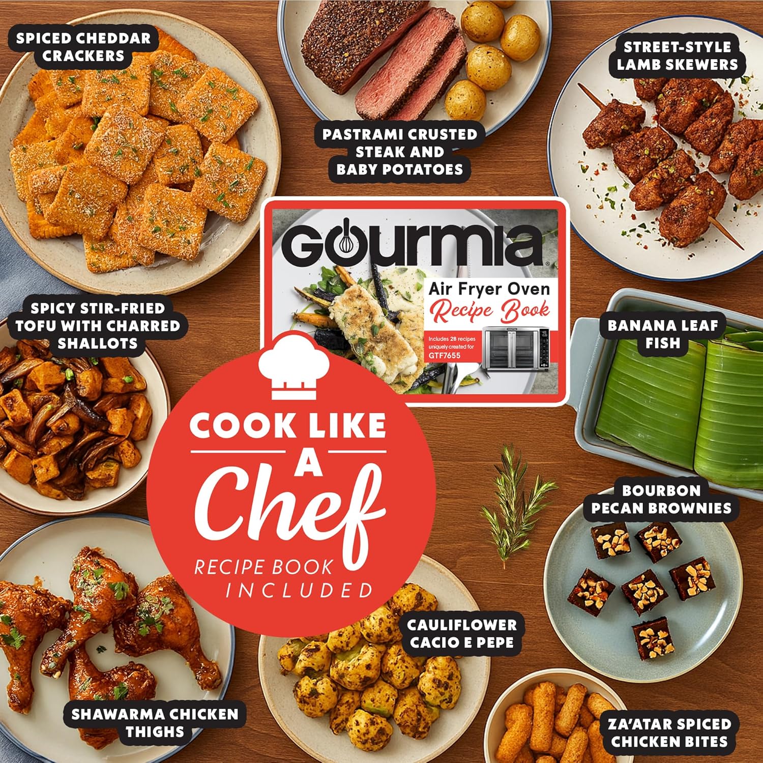 Gourmia French Door Air Fryer Toaster Oven – 6-Slice Capacity, FryForce 360°, Digital Display with 17 Cooking Presets, Stainless Steel