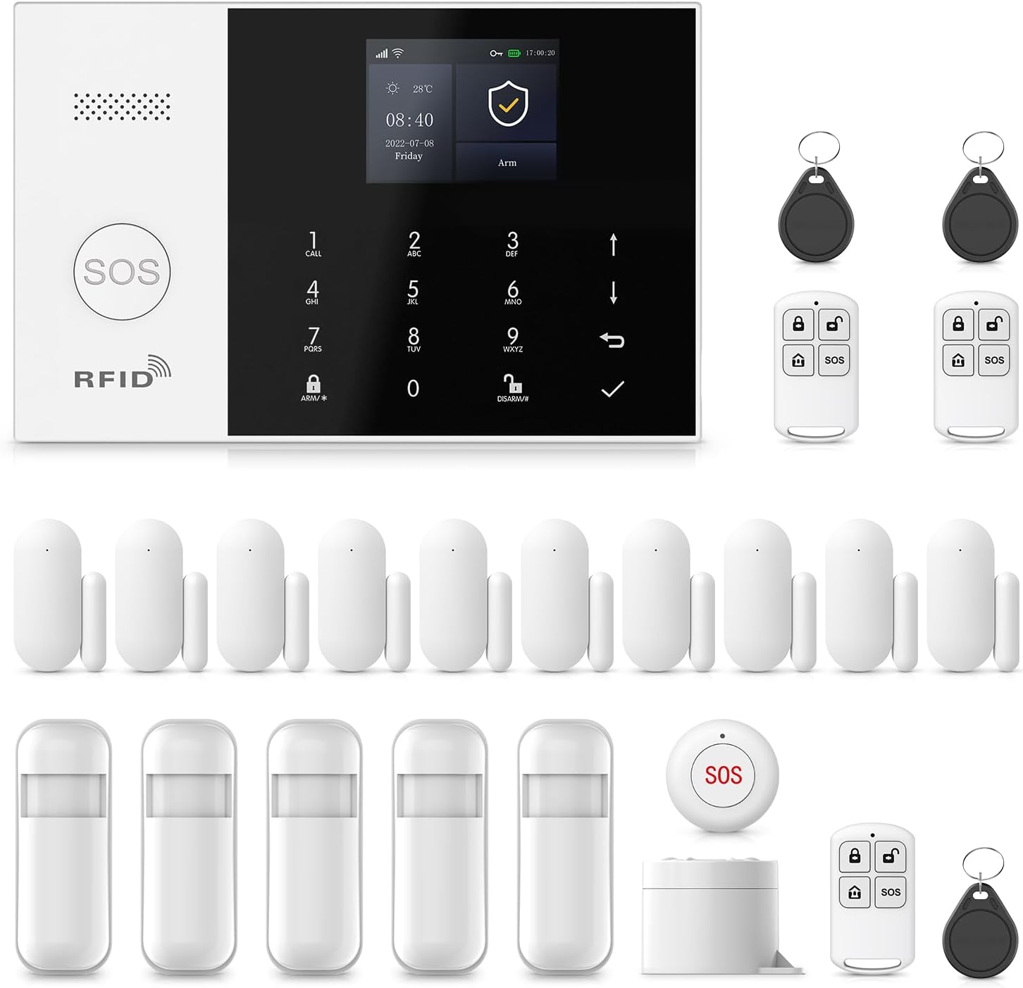 Alarm System for Home Security,24Pcs WiFi+GSM/4G No Monthly Fee Wireless Security System, Phone App Control,Real-Time Alert,Auto Alarm Dial,Compatible with Alexa & Google,No Monthly Fee