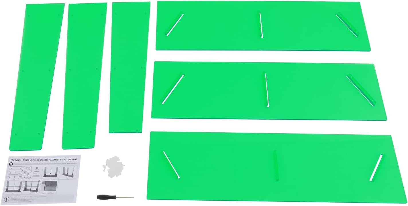 Acrylic Bookshelf, Small 3 Tier Bookcase for Small Spaces,See Through Acrylic Console Table, Hallway Entry Table for Living Room,Coffee Shop, Milk Tea Store (Green)