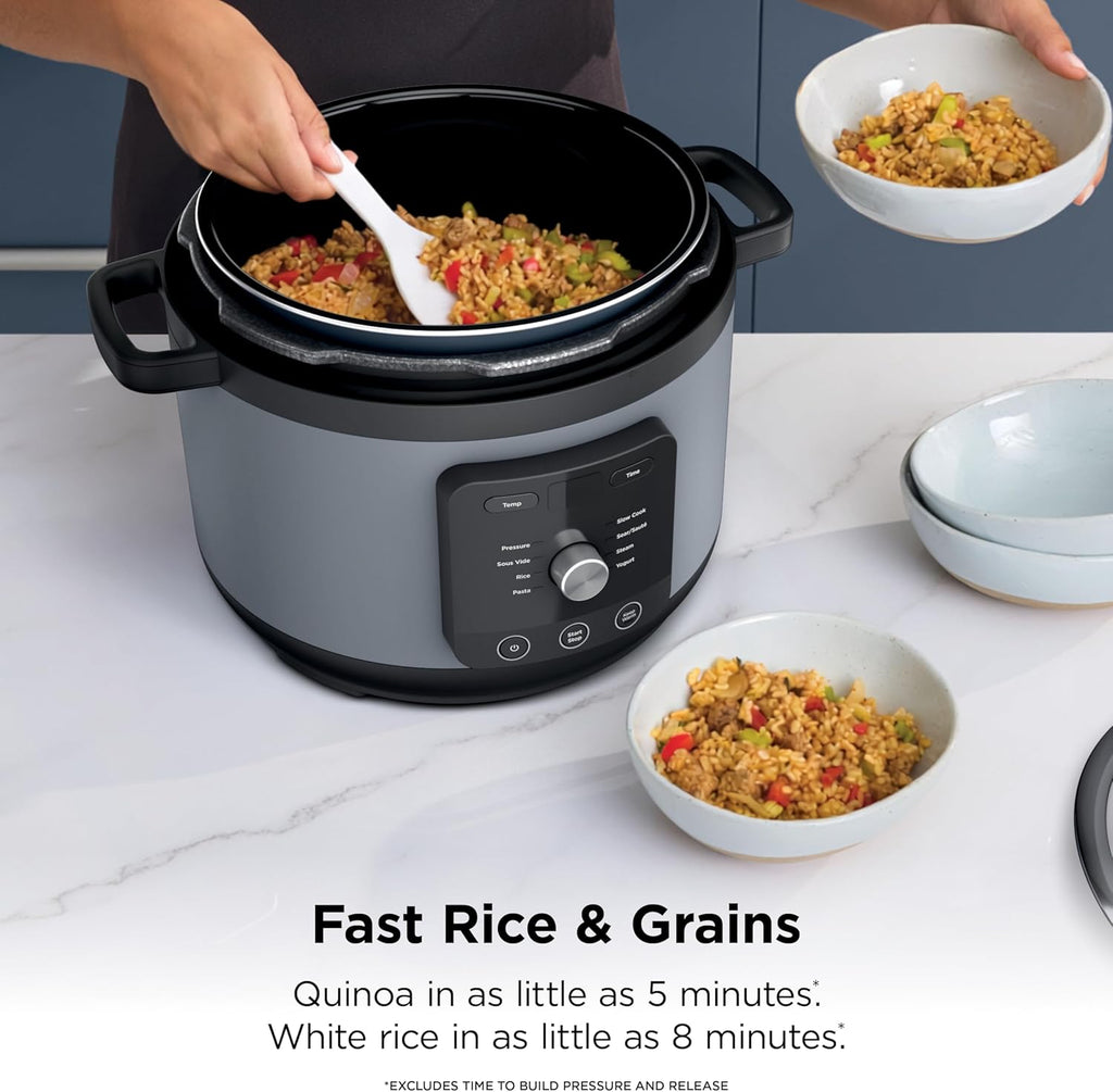 Ninja HyperHeat 9-in-1 Electric Pressure Cooker | 6.5 Qt Multi Cooker with Sear/Sauté, Slow Cooker, Rice Cooker, Sous Vide | 1200W | Fast Cooking, PFAS-Free Pot | Stone Purple | PC201SP