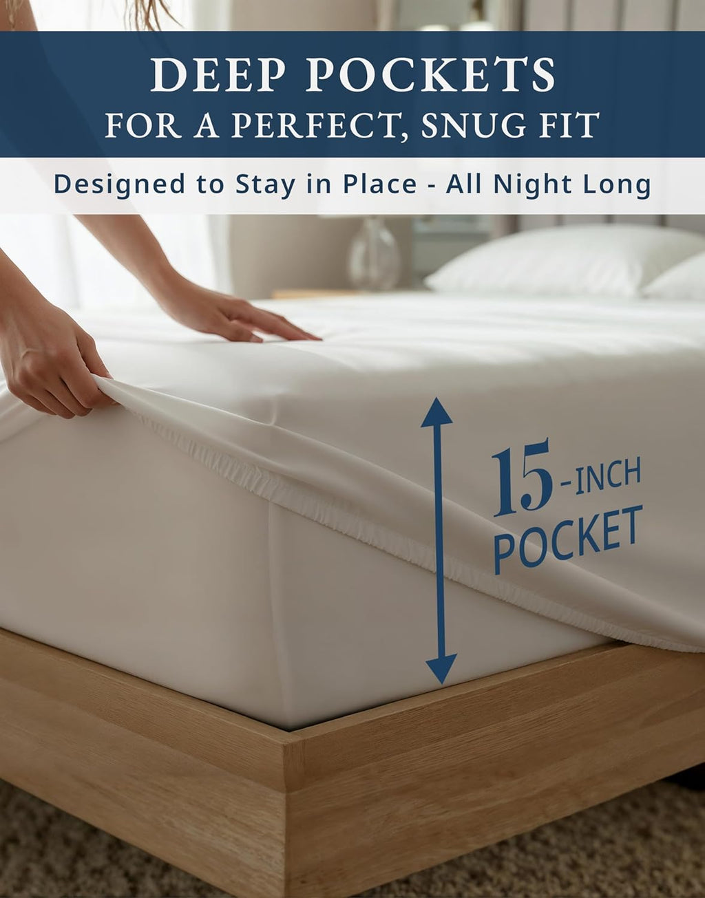 100% Egyptian Cotton Sheets King Size - 1000 Thread Count Silky Sateen King Size Sheets Set, Naturally Cooling & Breathable, Ultra-Soft Hotel Luxury Sheets with 15" Snug Fit Deep Pockets - White