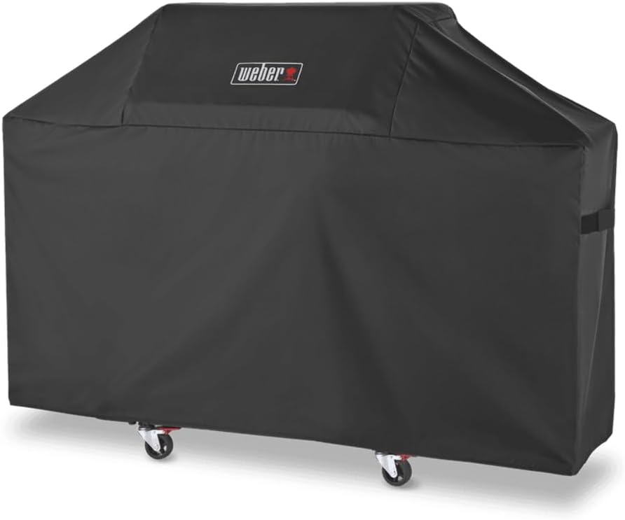Weber Premium Outdoor Grill Cover – Water‑Resistant Weather‑Protective Grill Cover for Genesis 300 Series (3 Burners) Gas Grills, Durable Black Fabric with Secure Fastening Straps