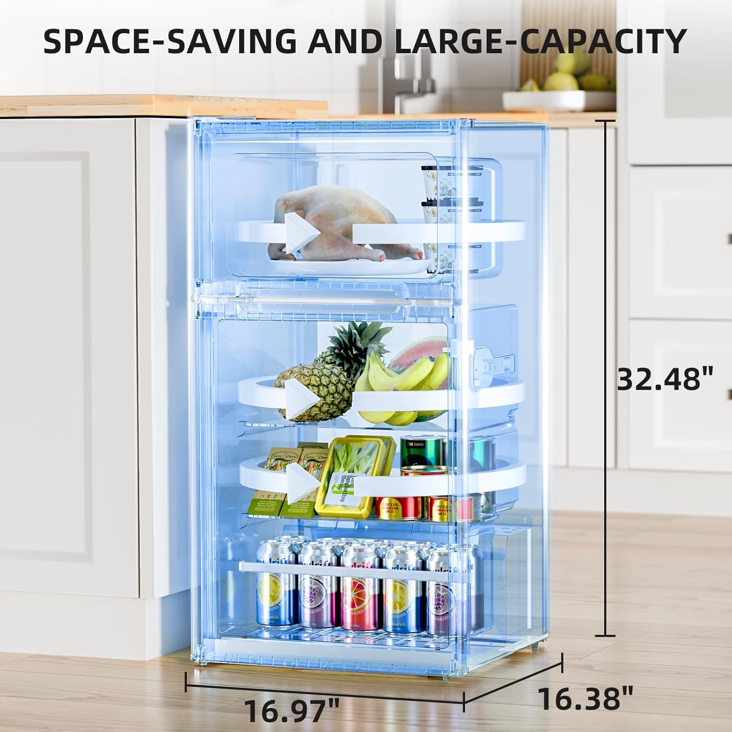 Antarctic Star Mini Fridge with Freezer, Double Door Compact Refrigerator, Adjustable Thermostat, Small Fridge for Bedroom Office Dorm Apartment, 2.45 Cu.Ft, White