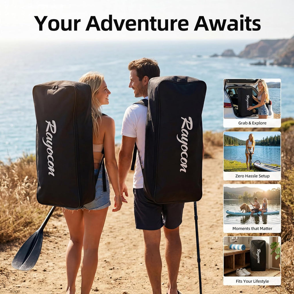 Inflatable Stand Up Paddle Board 11'×34" Extra Wide SUP, Ultra-Stable for Adults & Dog, 450lbs, Dual Chamber Pump, Fiberglass Paddle, Military Grade Dual Layer