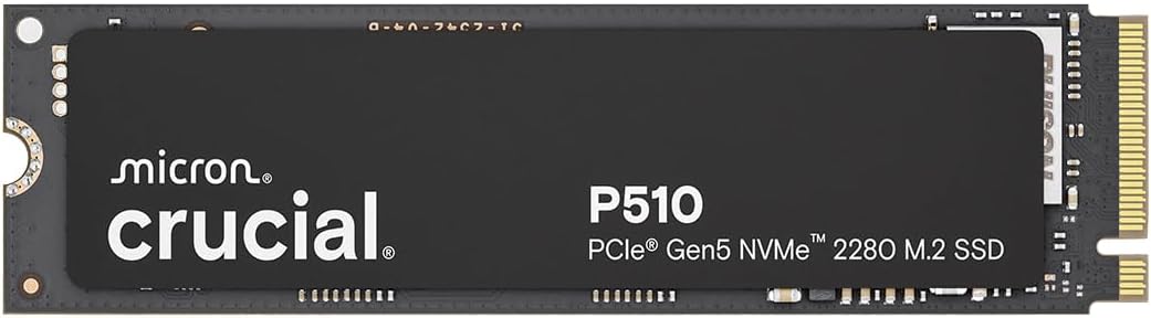 Crucial P510 PCIe Gen5 NVMe 1TB SSD, Up to 11,000MB/s, TLC NAND, Laptop & Desktop (PC) Compatible, for Gamers & Creatives, Solid State Drive – CT1000P510SSD8-01