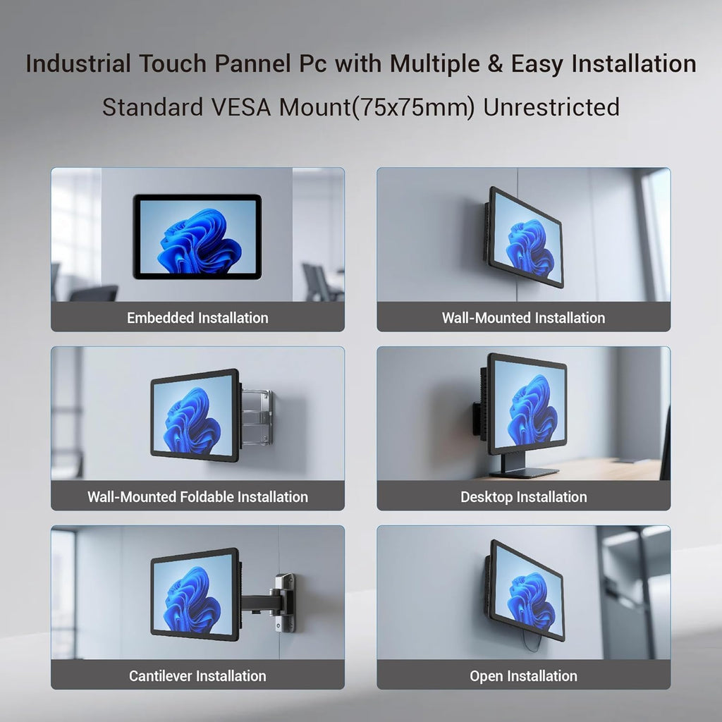 All-in-One Panel PC Industrial Touchscreen Tablet 15.6", Fanless Embedded Panel Computer Win11 Pro N5095 8GB RAM 128GB ROM, Tablet PC 1920 * 1080 IPS, 4xUSB3.0, 2xRS232, Type-C, HDMI, LAN