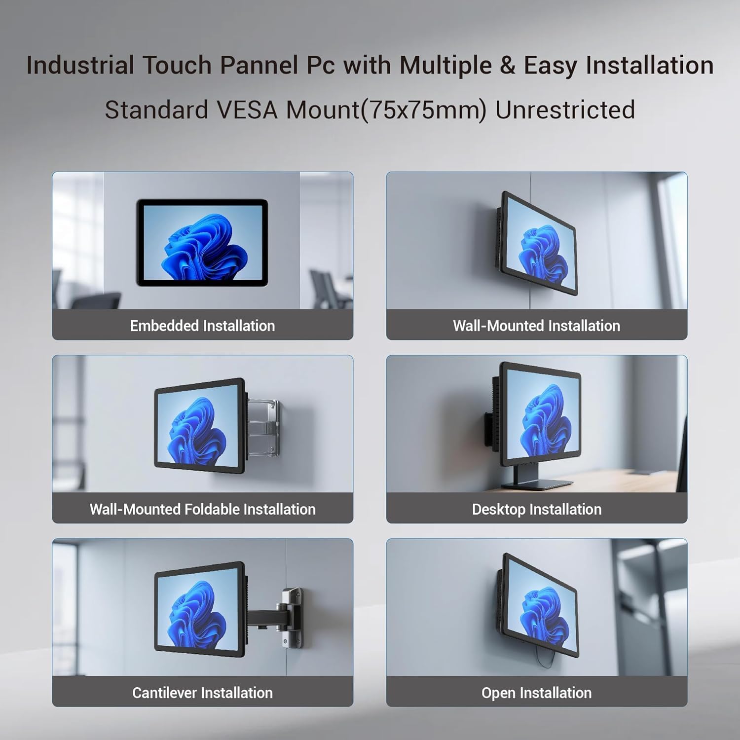 All-in-One Panel PC Industrial Touchscreen Tablet 15.6", Fanless Embedded Panel Computer Win11 Pro N5095 8GB RAM 128GB ROM, Tablet PC 1920 * 1080 IPS, 4xUSB3.0, 2xRS232, Type-C, HDMI, LAN