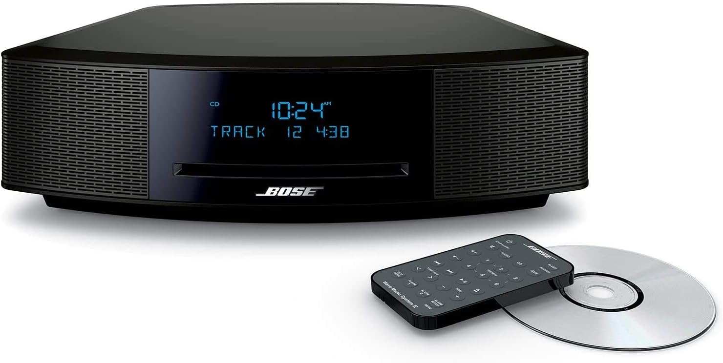 Bose Wave Music System IV - Espresso Black - for Holiday Family Entertainment - CD/MP3 CD Player, Advanced AM/FM Tuner, Dual Alarm, Remote Control, 2.4m AC Power Cable, 4.5" Inches Tall (Renewed)