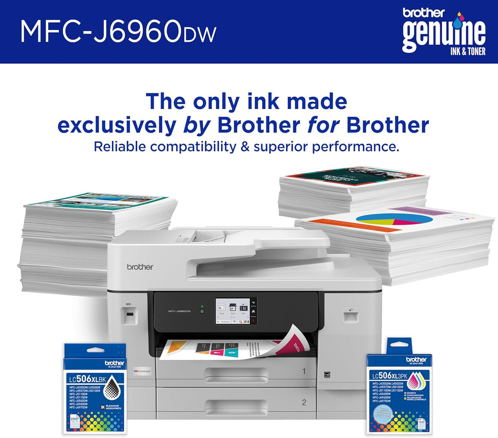 Brother INKvestment 6960 Wireless Color Inkjet All-in-One Printer with 11”x17” Capabilities and 3.5” Color Touchscreen | Includes Refresh Subscription Trial(1) (MFC-J6960DW)