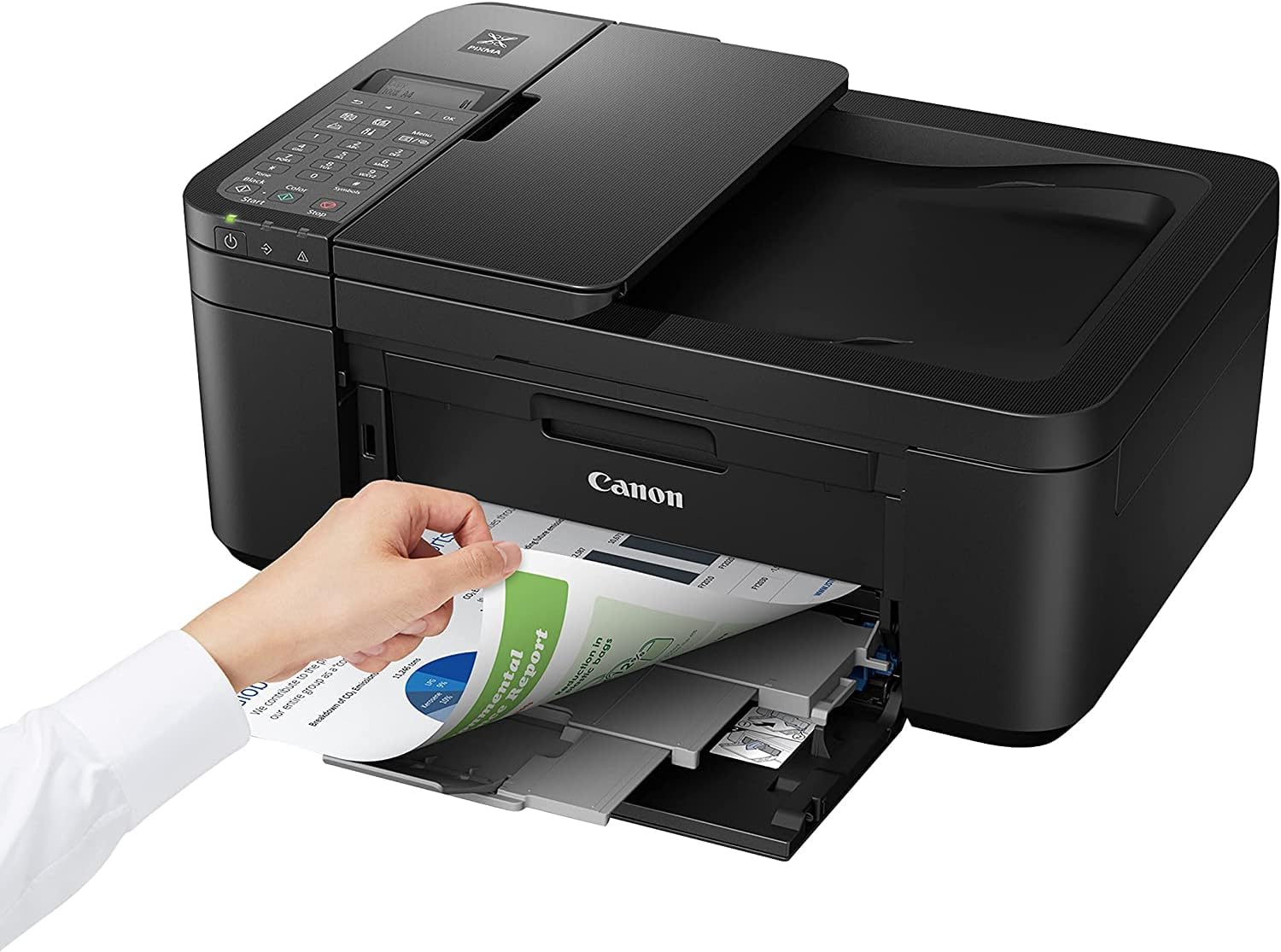 Canon PIXMA TR4720 All-in-One Wireless Printer with Auto Document Feeder, Mobile Printing, Copy, Fax and Scanner Black 5074C002 Bundle with DGE USB Connection Cable + Print Like A Pro Guidebook Kit