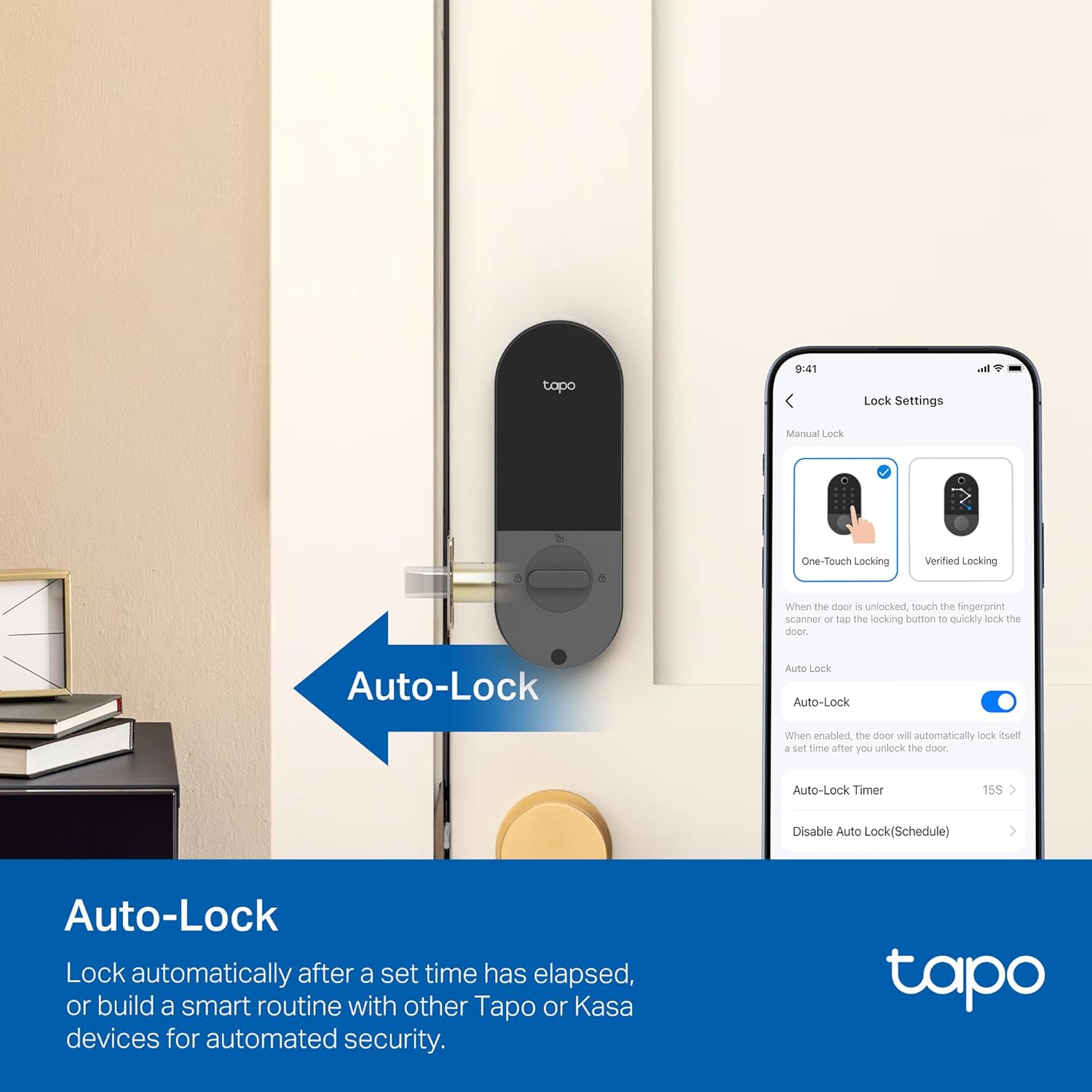 Tapo Smart Wi-Fi Door Lock, Deadbolt | Keyless Entry, Fingerprint Recognition, Touchscreen Keypad & in-App Monitoring with Scheduled Access|1-Year Rechargeable Battery | BHMA Grade 2 | DL110