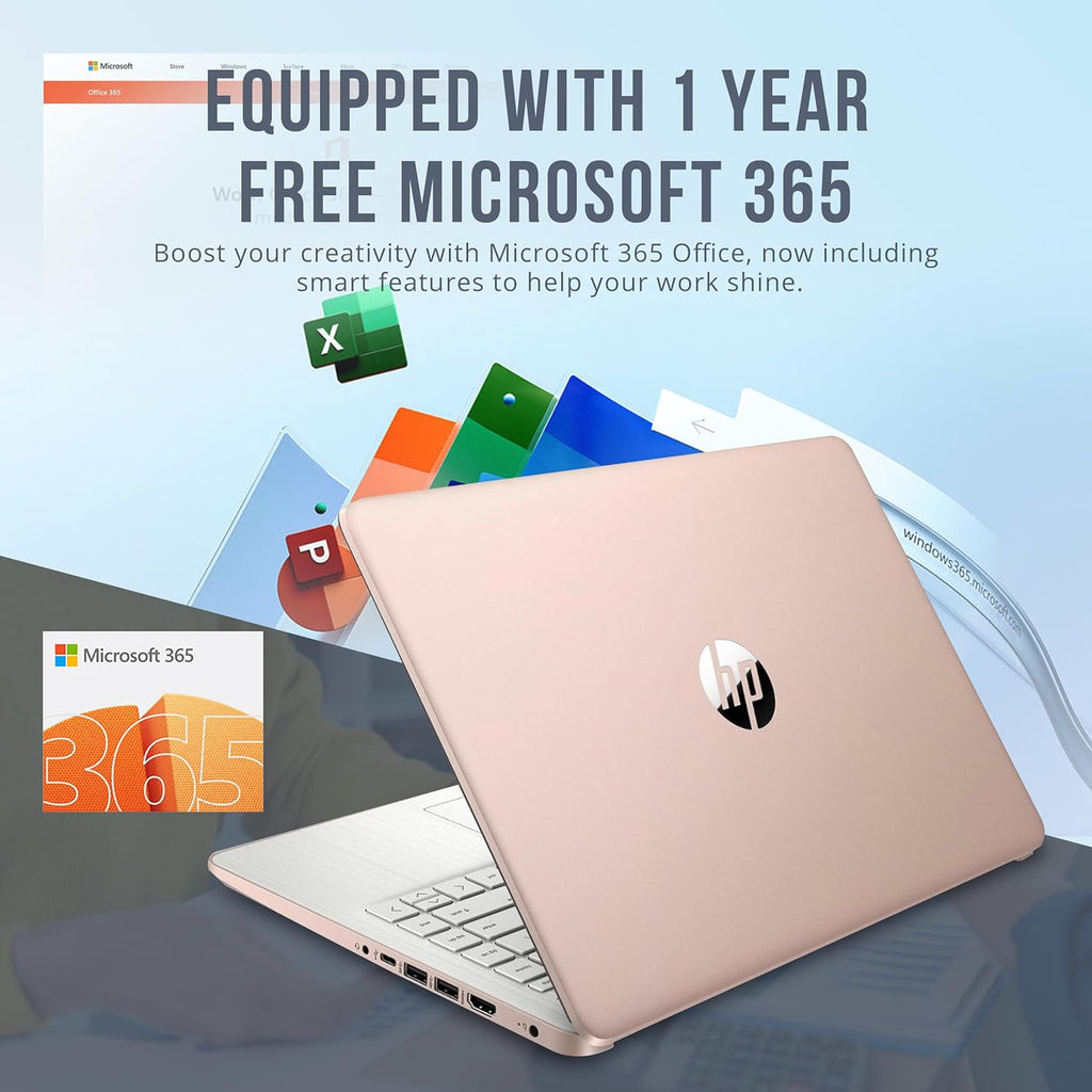 HP Stream 14" HD BrightView Laptop, Intel Processor N4120, 16GB RAM, 416GB Storage (128GB eMMC + 288GB Docking Station Set), Intel UHD Graphics, 720p Camera, Wi-Fi, 1 Year Office 365, Win 11 S, Gold