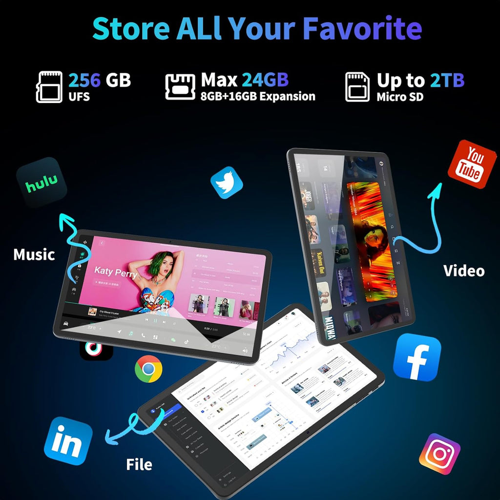 2026 12 Inch Large Tablet, Android 16 Tablet with Keyboard, 24GB+256GB+2TB Expand, Tablets PC with 2K Gemini AI, 8000mAh, Octa-Core, 16+8MP, 2 in 1 Tablets with Case, Mouse, Stylus (Silver Case)