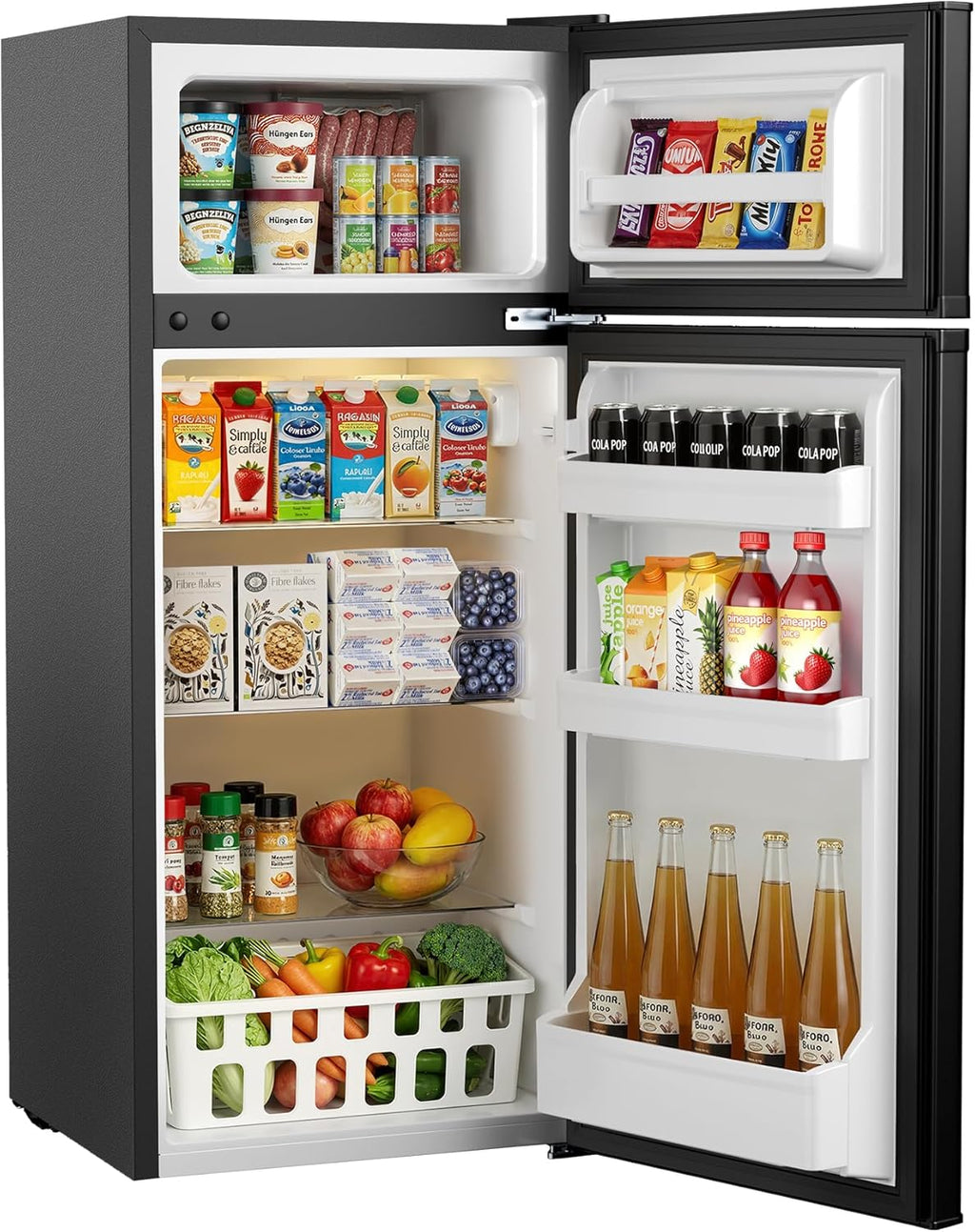 Icyglee 4.5 Cu.Ft Mini Fridge with Freezer, 2 Doors Small Fridge with Adjustable Thermostat & Removable Glass Shelves, Small Refrigerator for Kitchen Office Dorm, Quiet Operation, Black