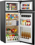 Icyglee 4.5 Cu.Ft Mini Fridge with Freezer, 2 Doors Small Fridge with Adjustable Thermostat & Removable Glass Shelves, Small Refrigerator for Kitchen Office Dorm, Quiet Operation, Black