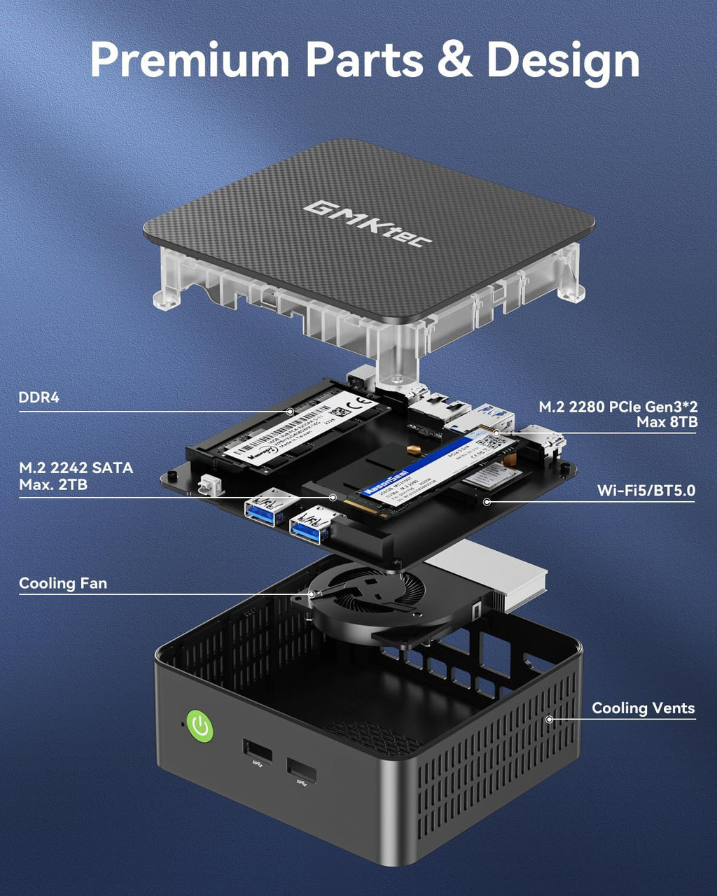 GMKtec Mini PC Computers Intel N95 Processor (Turbo 3.4GHz) 8GB DDR4 256GB SSD Desktop Computer 4K Dual HDMI Display/3x USB3.2/WiFi 5 BT5.0/RJ45 Ethernet Nucbox G3S