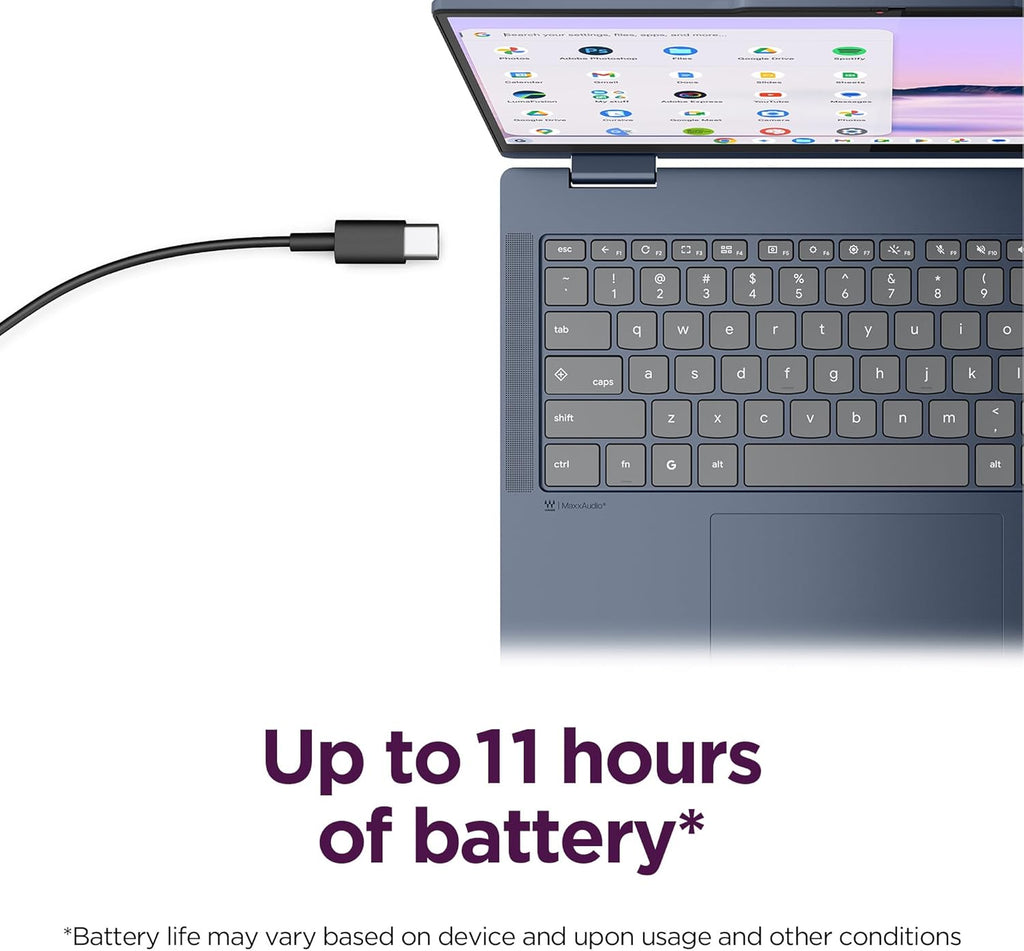 Lenovo Chromebook Plus 2-in-1 - Lightweight Laptop - Google Gemini - Intel® N355 CPU - 14" WUXGA IPS Touchscreen Display - 8GB RAM - 256GB UFS Storage - Integrated Intel® Graphics - Fingerprint reader