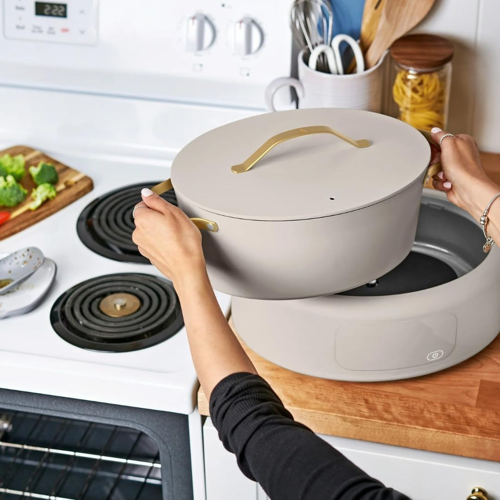 Wonderful 10-in-1 Electric Multi-Cooker 6 Qt Cast Aluminum Pot, 7 Preset Function,Oven & Dishwasher Safe to 400°F Sauté Slow Cook Steam Touch Display (Porcini Taupe)