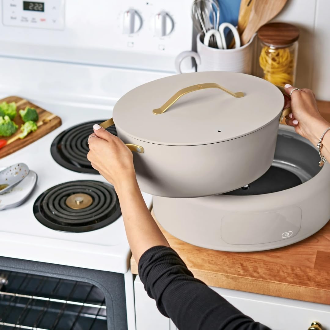 Wonderful 10-in-1 Electric Multi-Cooker 6 Qt Cast Aluminum Pot, 7 Preset Function,Oven & Dishwasher Safe to 400°F Sauté Slow Cook Steam Touch Display (Porcini Taupe)