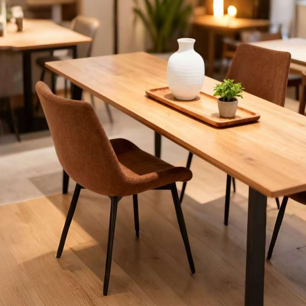 Upholstered Dining Chairs Set of 4, Water-Resistant PU Leather Kitchen Chairs with 300lb Capacity for Dining Room, Office, Coffee Shop, Brown
