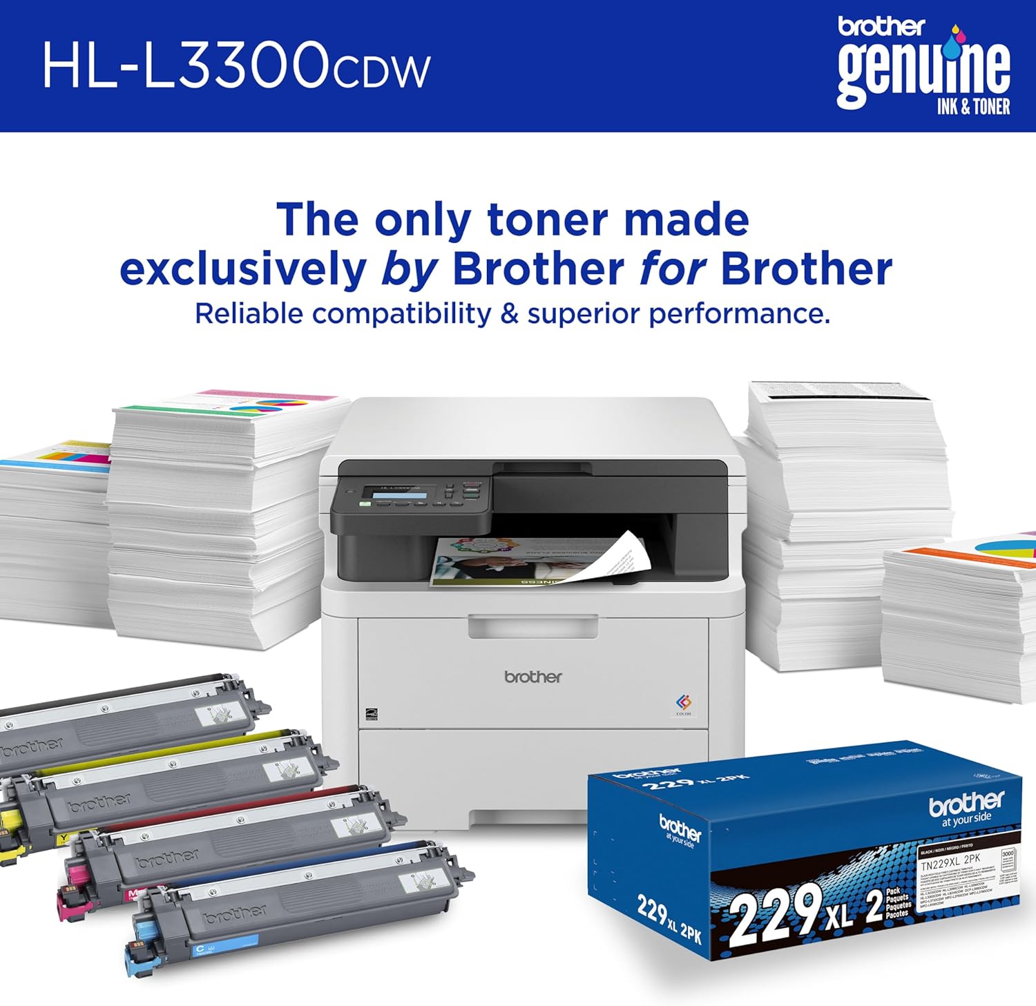 Brother HL-L3300CDW Wireless Digital Color Multi-Function Laser Printer, Copy & Scan, Duplex, Mobile | Includes 2 Month Refresh Subscription Trial ¹ Amazon Dash Replenishment Ready (Renewed Premium)