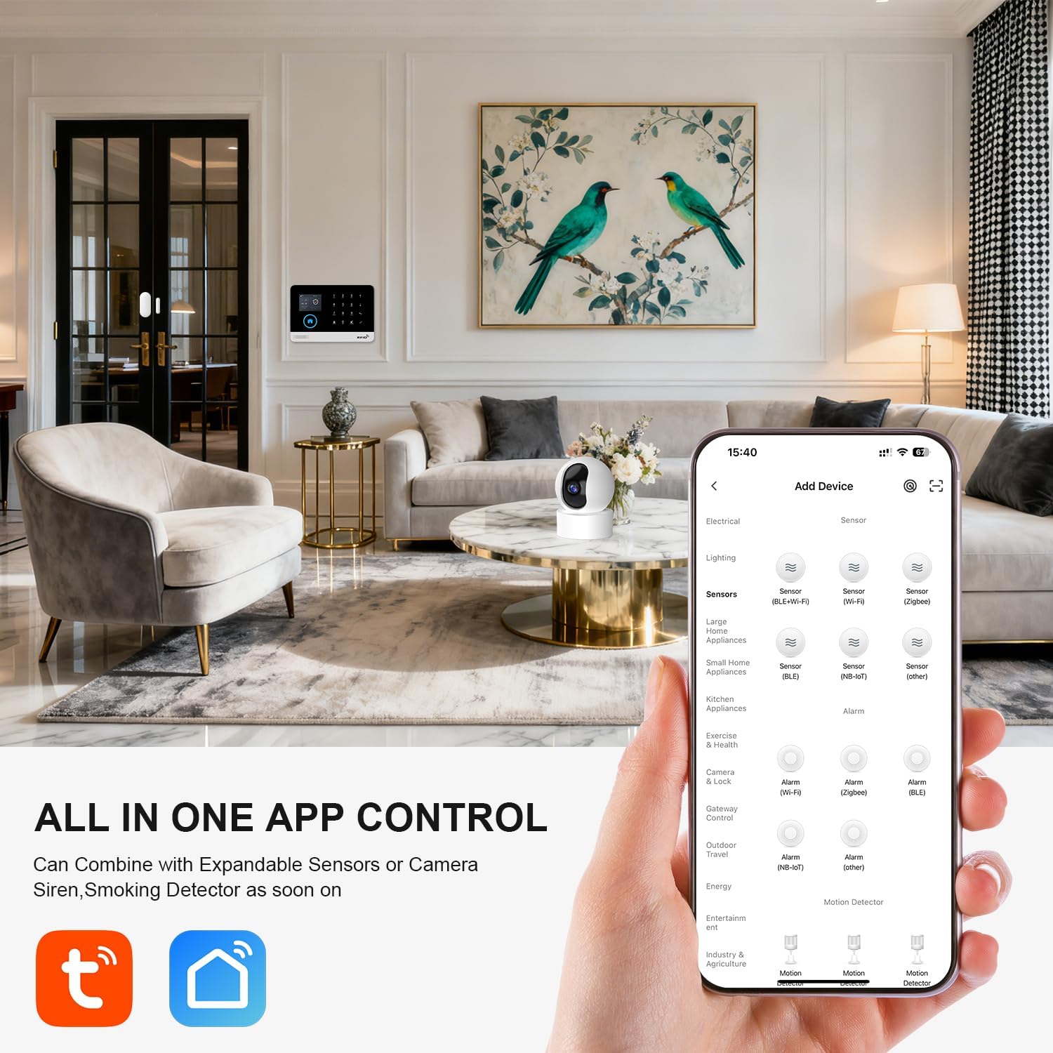 PGST Smart Home Security System,Wireless Home Alarm System with DIY Door Alarm Sensors,3MP HD Security Camera,4G GSM/Tuya App Instant Alerts,Work with Google and Alexa,No Monthly Fee