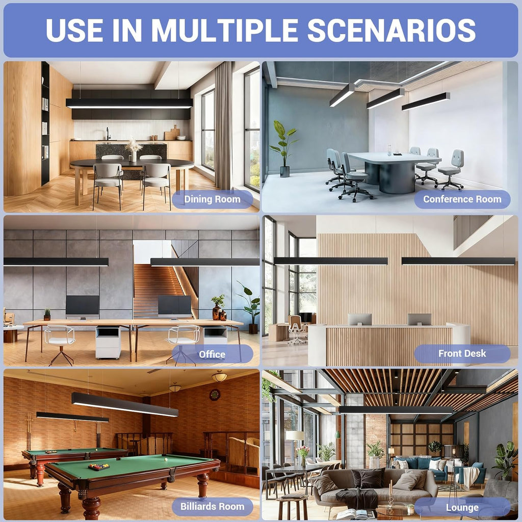 4FT LED Linear Lights with Remote 60W Up and 12W Down Light, 3000-5000K 4 Feet Commercial Shop Lighting for Office Garage Basement Shop Dining Room bar, Dimmable 4' Architectural Fixture-4Pack