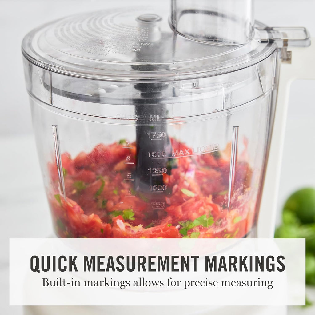 Martha Stewart Food Processor, 10-Cup Electric Chopper for Slicing, Shredding, Mincing and Puree, BPA-Free Twist & Lock Bowl, 3 Multipurpose Blades, Variable Speed Dial, Wide Feed Chute, Linen White