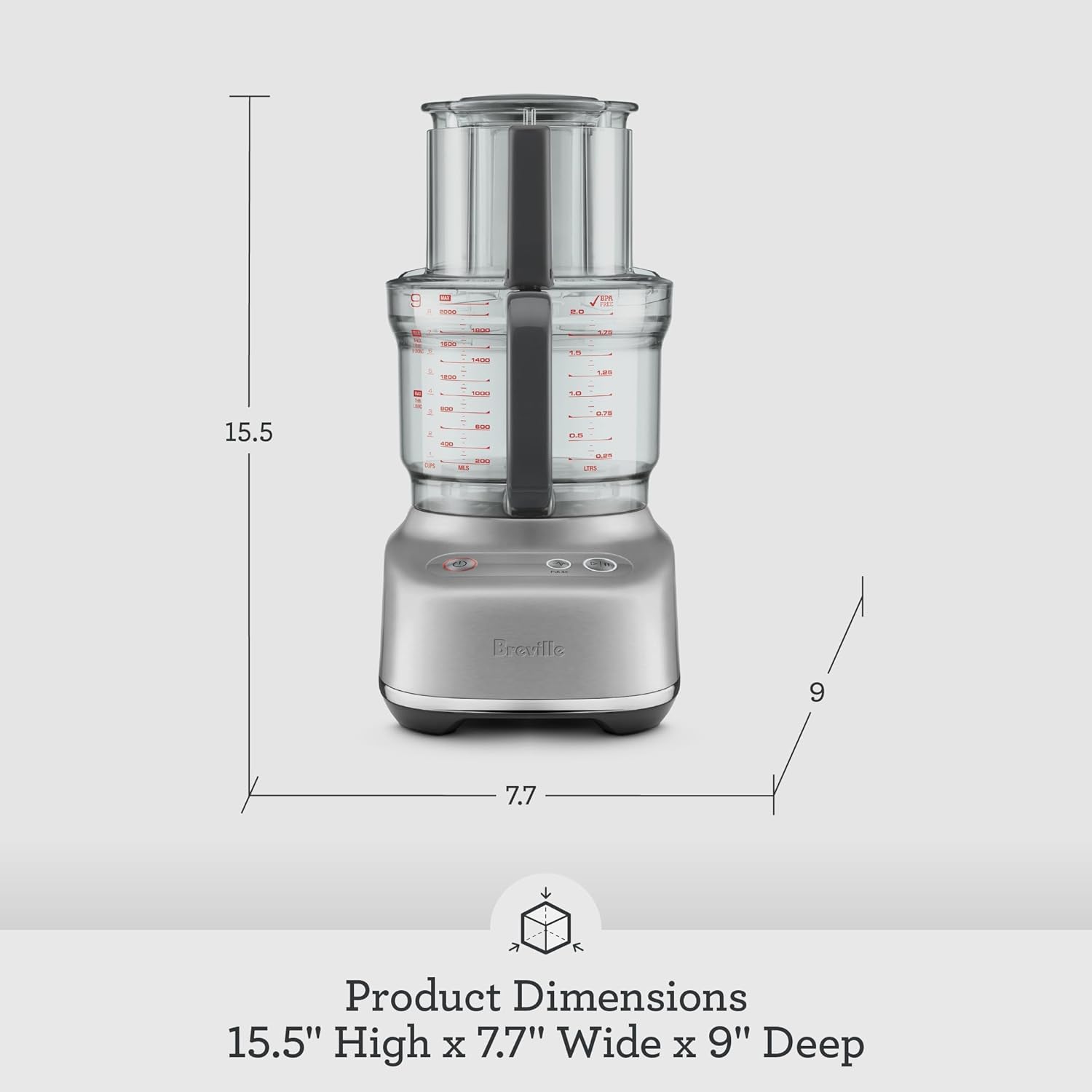 Breville BFP610 Sous Chef 9 Cup Food Processor, Small, Brushed Stainless Steel