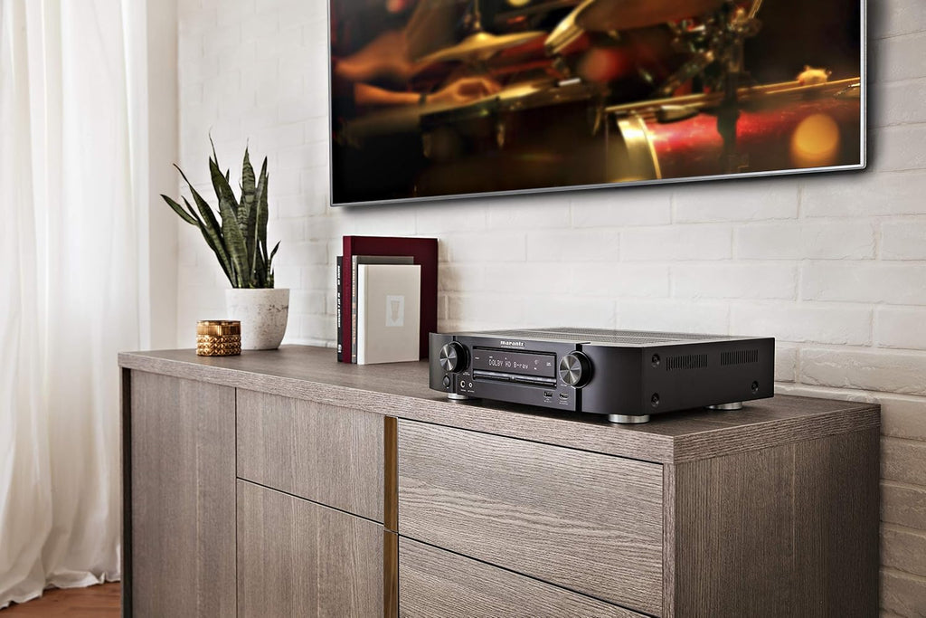 Marantz NR1510 UHD AV Receiver – Slim 5.2 Channel Home Theater Amplifier, Dolby TrueHD and DTS-HD Master Audio | Alexa Compatible | Stream Music via Wi-Fi, Bluetooth and HEOS Black