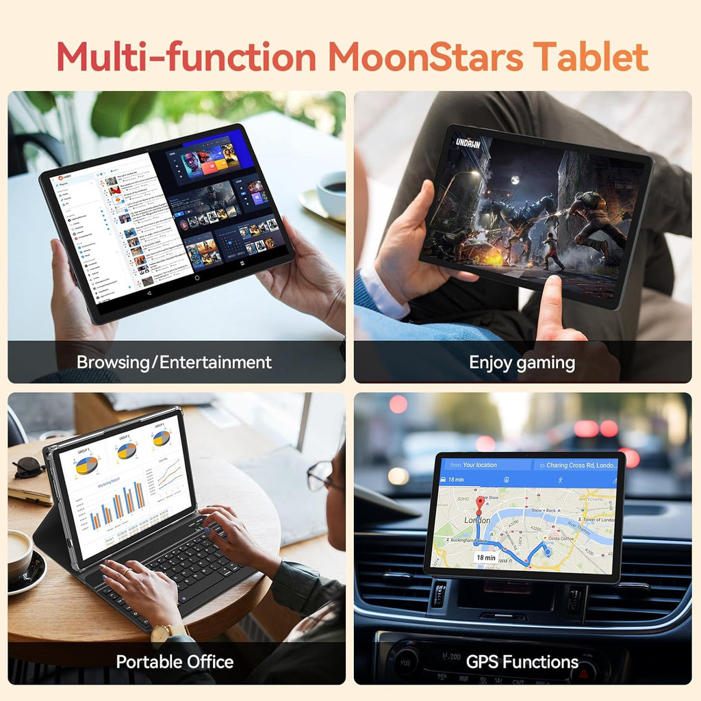 Tablet 2026 Upgraded Android 15, 11 Inch Tablet with Keyboard, 16GB RAM+128GB ROM/1TB Expendable, MTK8786 Octa-Core Processor, Gemini AI 2.0, Dual 4G Cellular for T-Mobile, 21MP Camera, GPS, Bluetooth