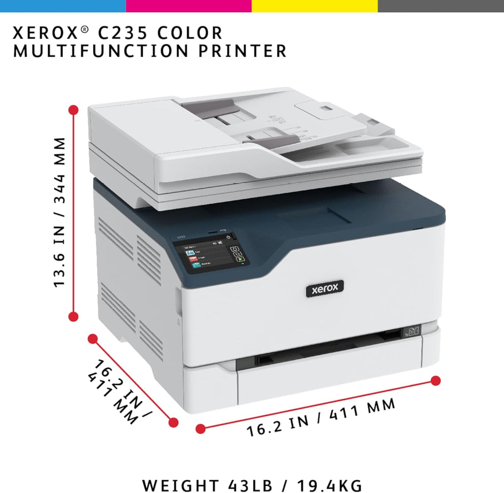 Xerox C235dni Wireless Color Laser All-in-One Printer – Printer Scanner Copier Fax, 24ppm, Wireless Home Office Printer for Laptop & Desktop, Easy to Setup