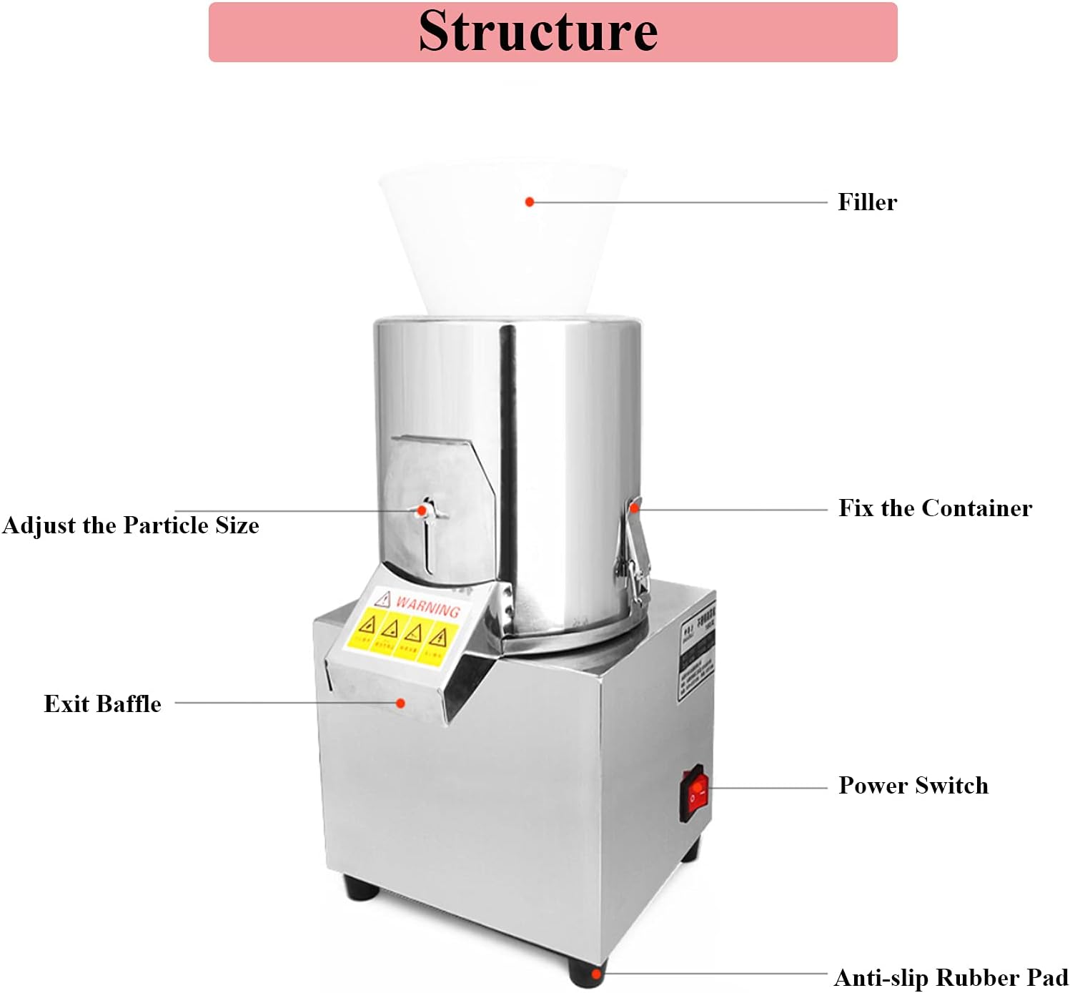 Commercial Electric Food Processor 550W – Heavy Duty Vegetable Chopper Machine – Stainless Steel Body & Blades – 120Kg/H High Capacity – for Restaurant & Kitchen Use (110V)
