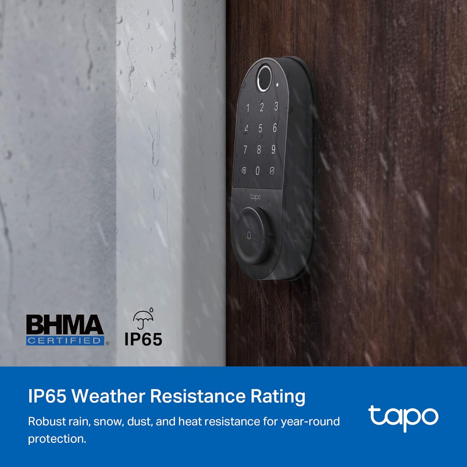 Tapo Smart Wi-Fi Door Lock, Deadbolt | Keyless Entry, Fingerprint Recognition, Touchscreen Keypad & in-App Monitoring with Scheduled Access|1-Year Rechargeable Battery | BHMA Grade 2 | DL110