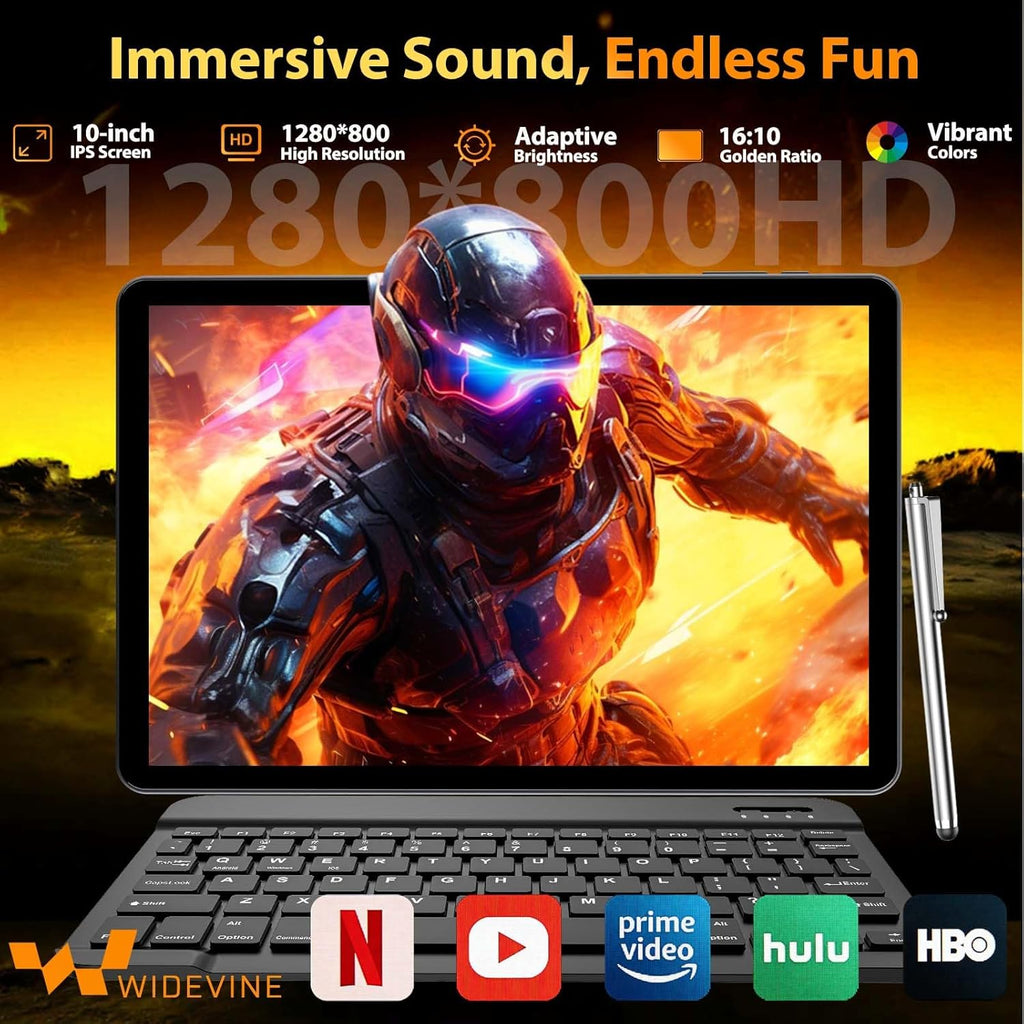 2026 Android Tablet with Keyboard, Upgraded Android 16 tablet with 26GB+256GB+2TB Expand, 10 inch Tablet PC with 8-Core, Gemini AI, WiFi, 8000mAh, GMS,GPS, 2-in-1 Tablet with Case,Mouse,Stylus(Silver)