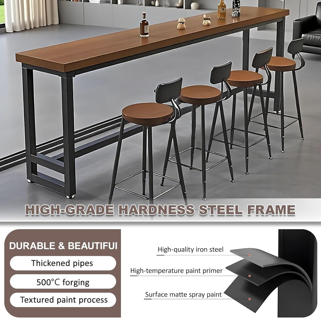 Farmhouse 70.9“ Modern Solid Wood Bar Table - Industrial Dining Room Bar Table, Rectangle Counter Height Dining Table Long Table for Kitchen Coffee Shop,No Stool