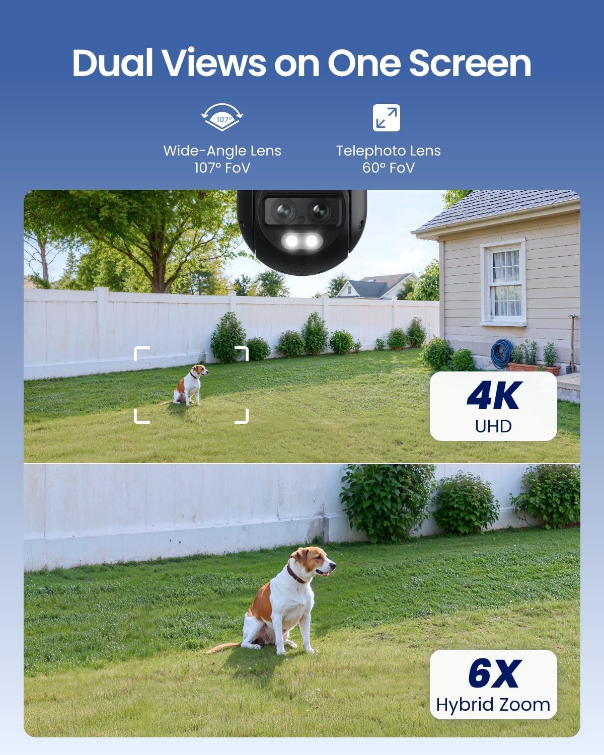 REOLINK 4K Wired WiFi Outdoor Security Camera, 8MP Dual Lens, 360 PTZ Camera, Auto Tracking, 2.4/5GHz Wi-Fi Smart Person/Vehicle/Animal Detection, 6X Hybrid Zoom, Color Night Vision, TrackMix WiFi