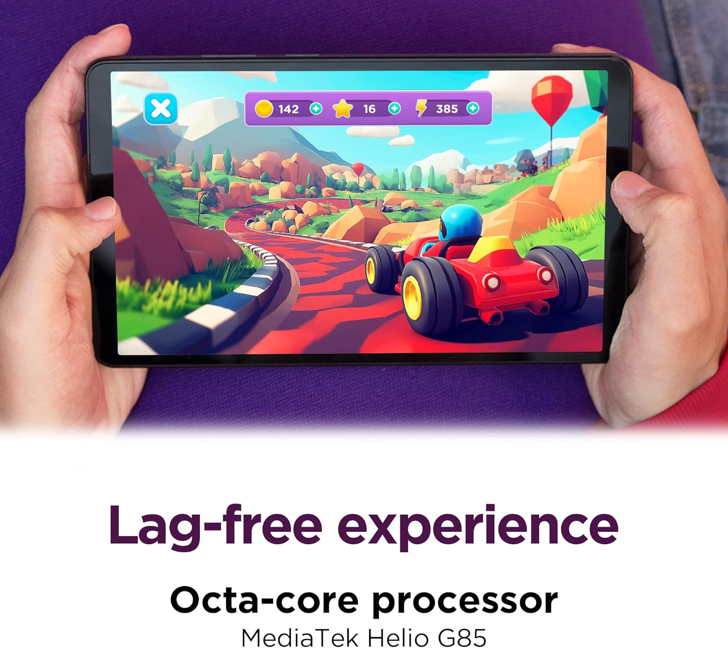 Lenovo Tab One - Lightweight Tablet - up to 12.5 Hours of YouTube Streaming - 8.7" HD Display - 4 GB Memory - 64 GB Storage - MediaTek Helio G85 - Includes Folio Case