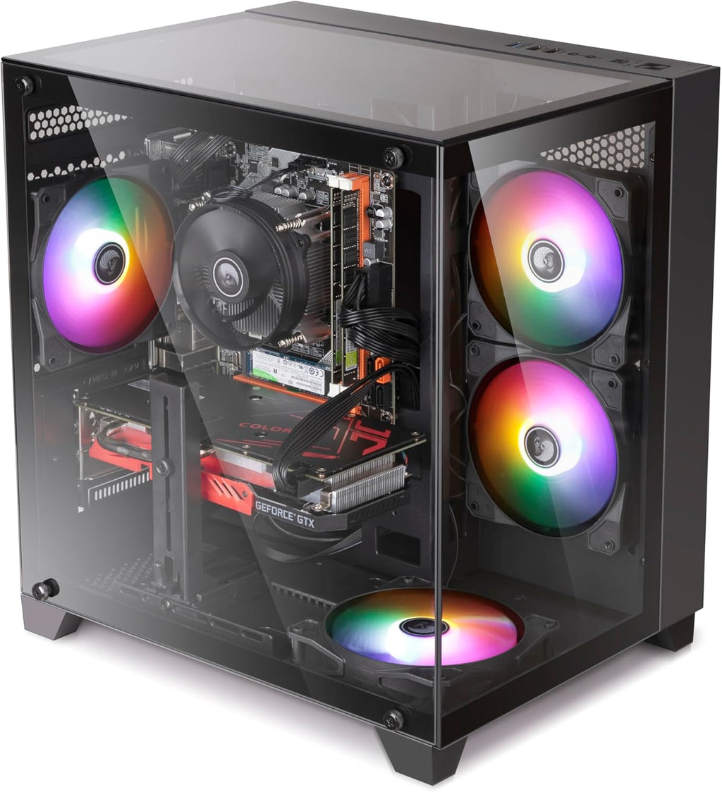 Prebuilt Gaming PC Desktop Computer,Intel Core i5 Desktop,Operating at A Frequency of 3.2-3.6 GHz,RX550 Graphics Card with 4GB GDDR5 Video Memory,16GB RAM, 512GB NVME SSD,WiFi5,RGB Fan x4 Windows 11