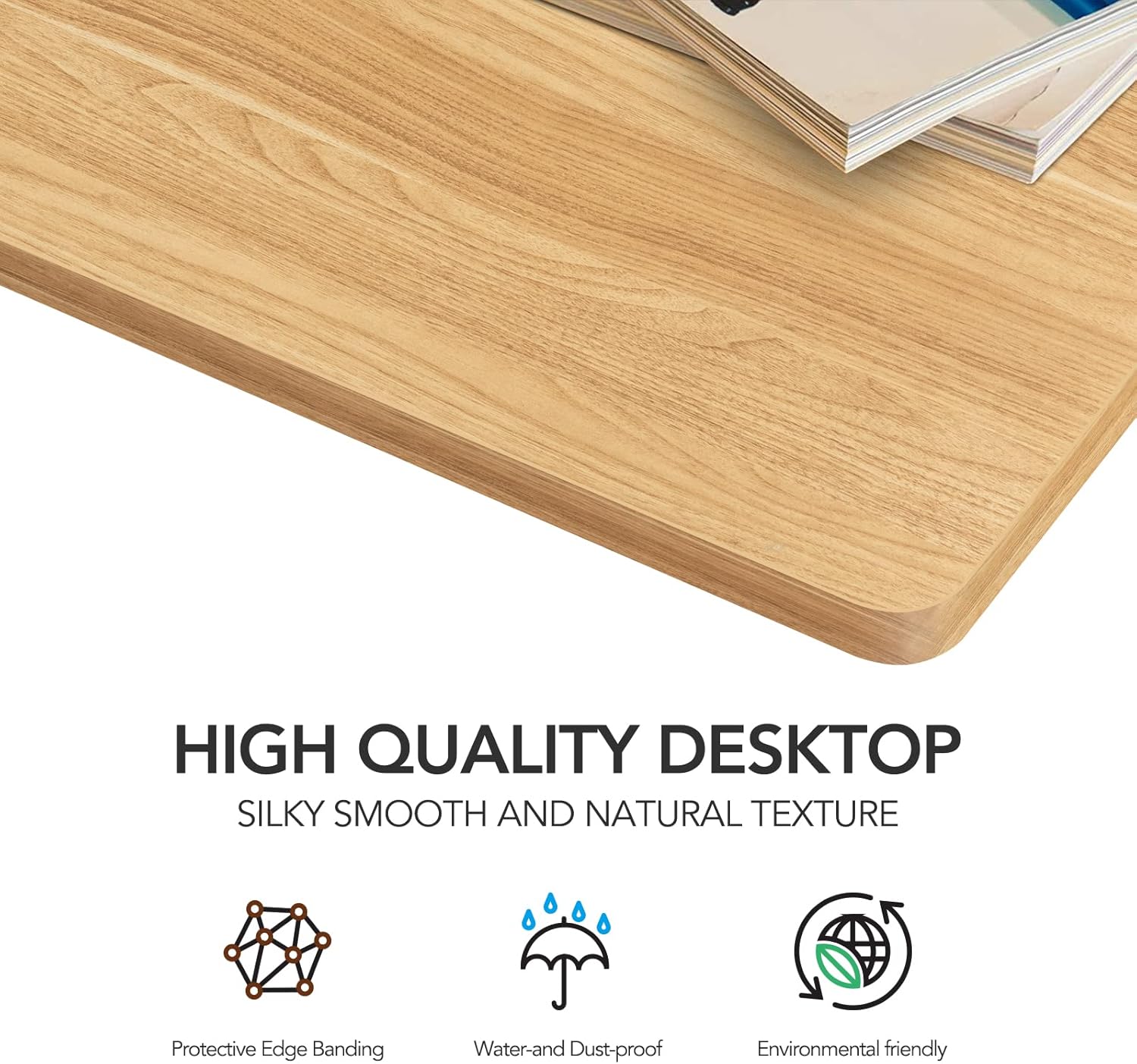 SANODESK Whole-Piece Particle Board Table Top for Standing Desk and Home Office Desk DIY, 55x28x1 Inch Maple Desk Top