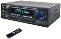 Pyle Home Stereo Amplifier with Bluetooth - 300 Watt Max 4 Channel Stereo Receiver with Easy Karaoke - Dual Mic In with EQ and Echo, USB-A and SD Card In, RCA In, RCA Out, LED Display - PT272AUBT