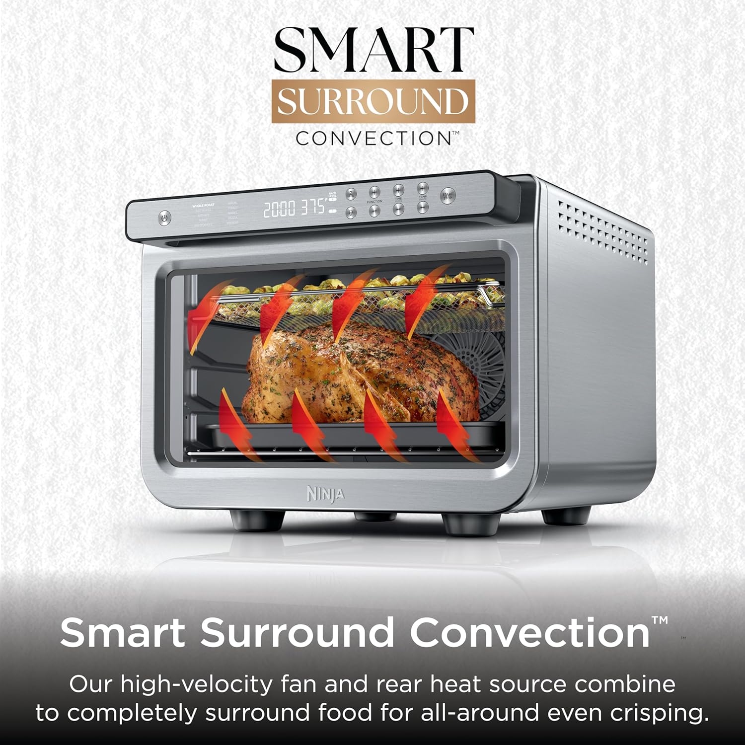 Ninja Air Fryer & Toaster Oven Combo | 10-in-1 Prestige Smart XL Countertop Oven | Bake up to 20 Cookies, Fit up to a 12lb Turkey | Pizza, Toast, Bake, Dehydrate | 1800 Watt | Stainless Steel | DT501