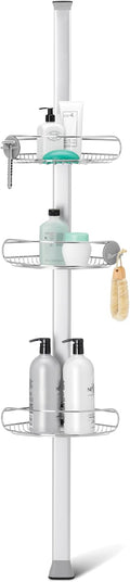 simplehuman 8' Tension Pole Shower Caddy, Stainless Steel and Anodized Aluminum